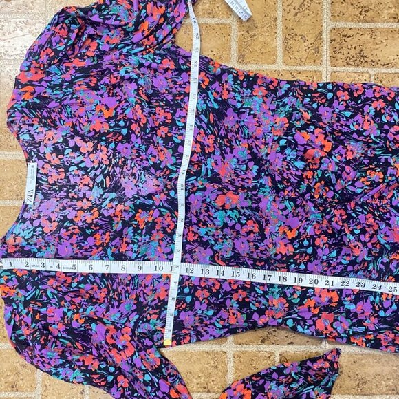 Zara Floral Gathered Ruched Ruffle Dress - Picture 12 of 14